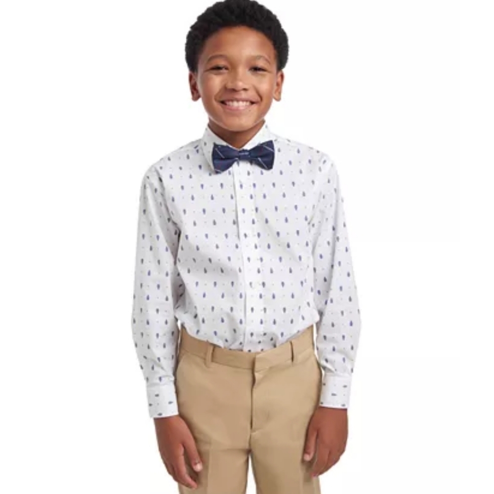 SALE! TOMMY HILFIGER BOYS 2 PIECE DRESS SHIRT & BOW SET. - Picture 3 of 6